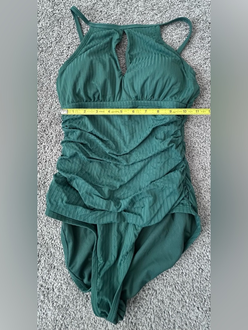 Ellen Tracy, Green Ribbed One-Piece Swimsuit, Women’s, Size 8 - Picture 3 of 8